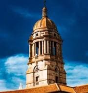 The Union Buildings under a deep blue sky